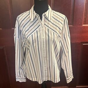 Velvet Heart Multicolor Striped Shirt white, blue, brown Size Small